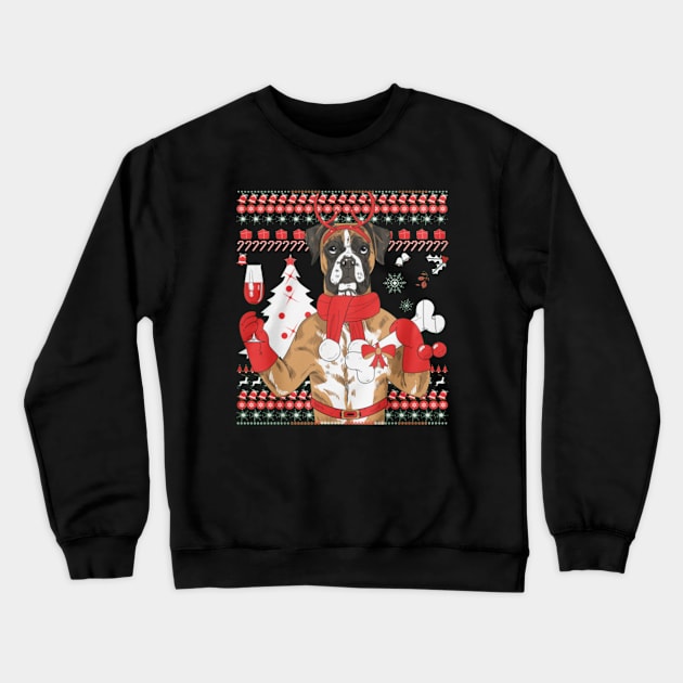 Boxer Ugly Christmas Sweatshirt Crewneck Sweatshirt by jokopriyantoko